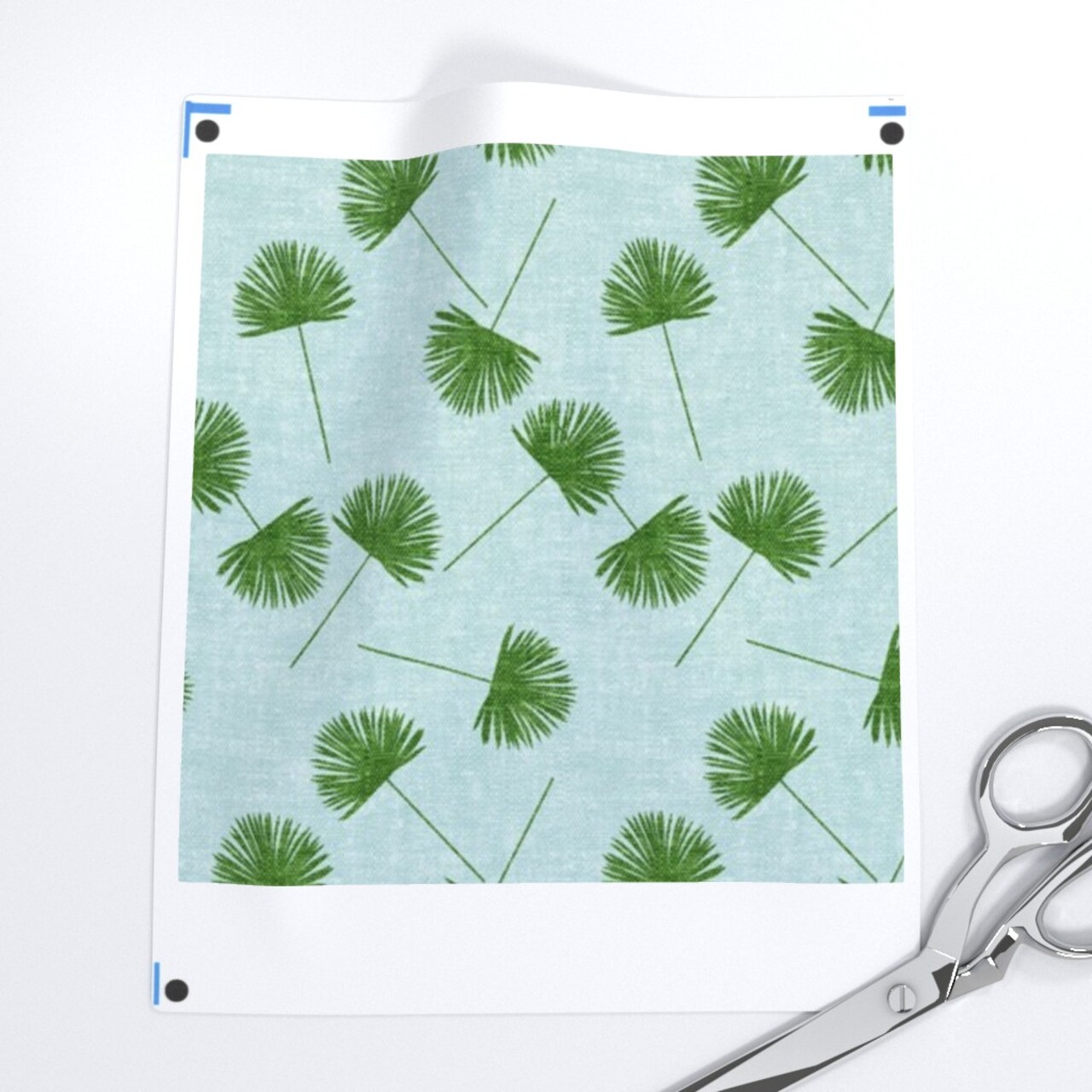 Tropical Palm Coastal Botanical Resort Chic Beach Fan Leaves Small Scale Custom Printed Fabric by Spoonflower Various Fabrics by the Yard or Fat Quarter